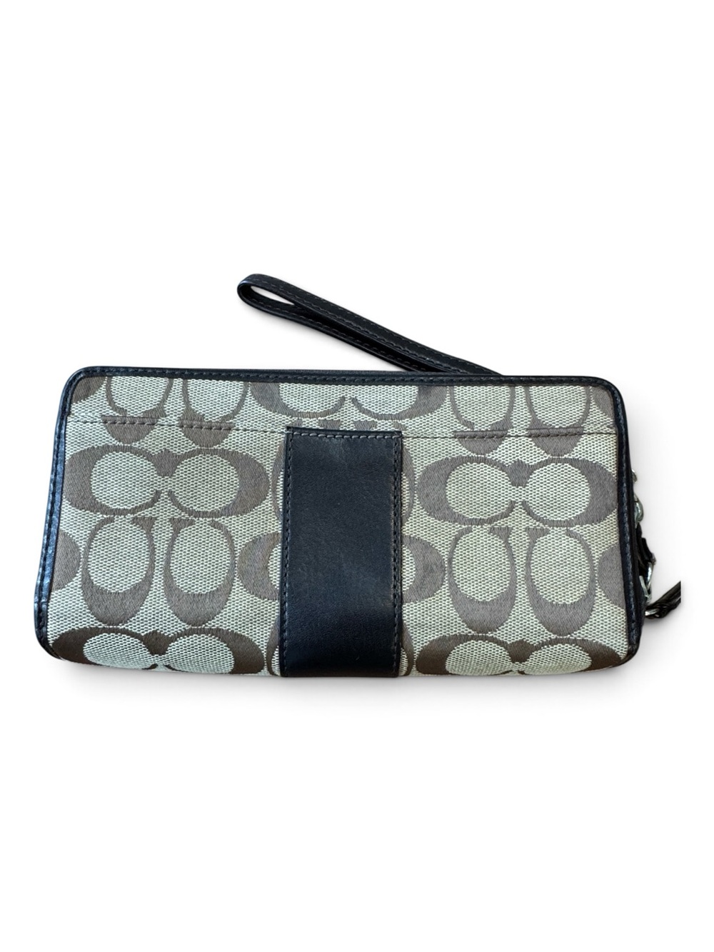 Coach Brown Signature Canvas Wristlet Wallet Clutch with Dark Brown Trim - Picture 6 of 6